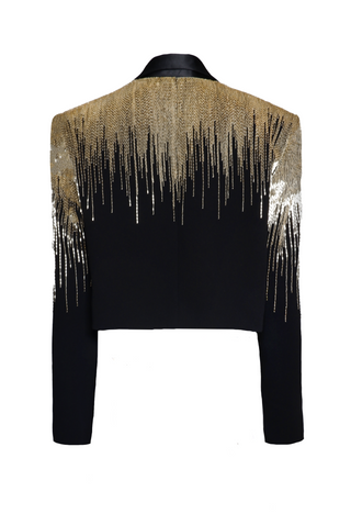 ABSTRACT BEADED CROPPED BLAZER