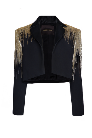 ABSTRACT BEADED CROPPED BLAZER