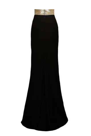CREPE FIT-AND-FLARE SKIRT WITH BEADED BELT