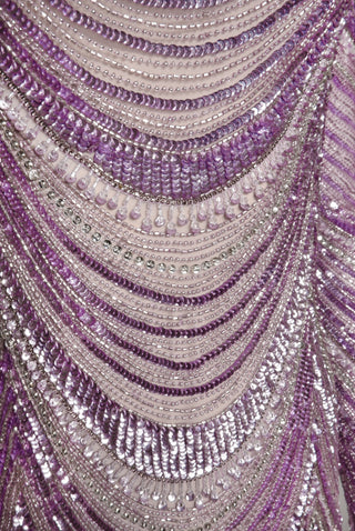 BEADED JEWEL NECK COLUMN GOWN