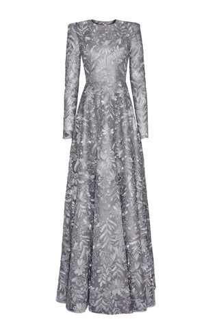 FLORAL LACE LONG SLEEVE GOWN