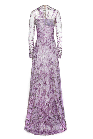 FLORAL FULL SKIRT BLOUSON SLEEVES GOWN