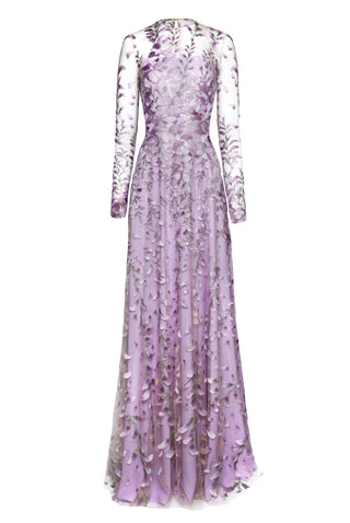 FLORAL FULL SKIRT BLOUSON SLEEVES GOWN