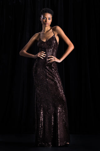 Stretch Sequin Slip Gown