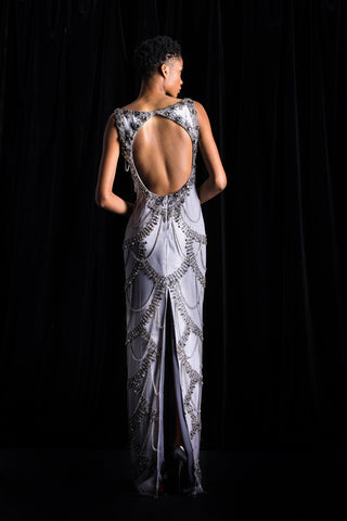 Chandelier Beaded Sleeveless Column Gown