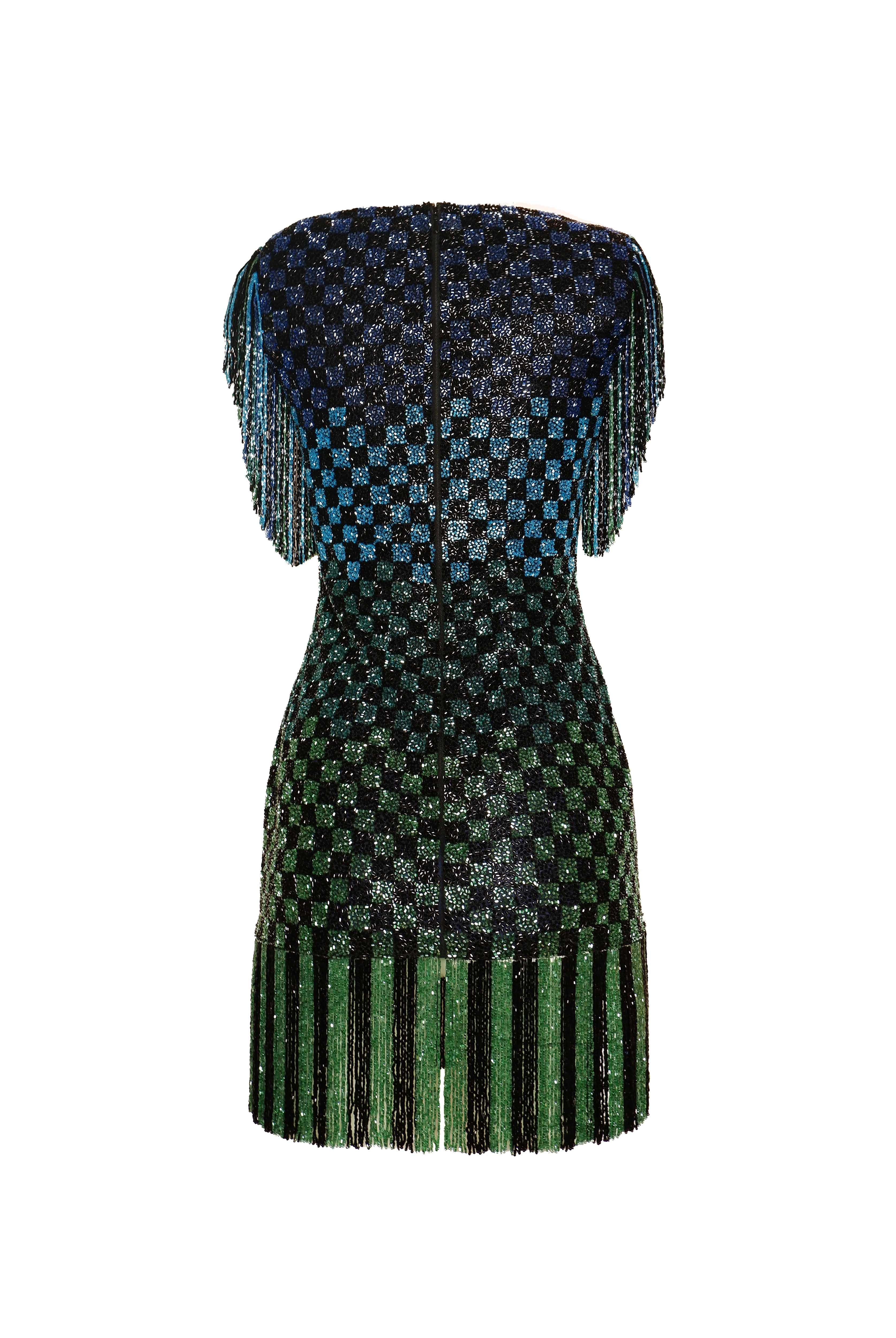 BEADED BOATNECK DRESS WITH FRINGE Naeem Khan BEADED BOATNECK DRESS WITH FRINGE Naeem Khan