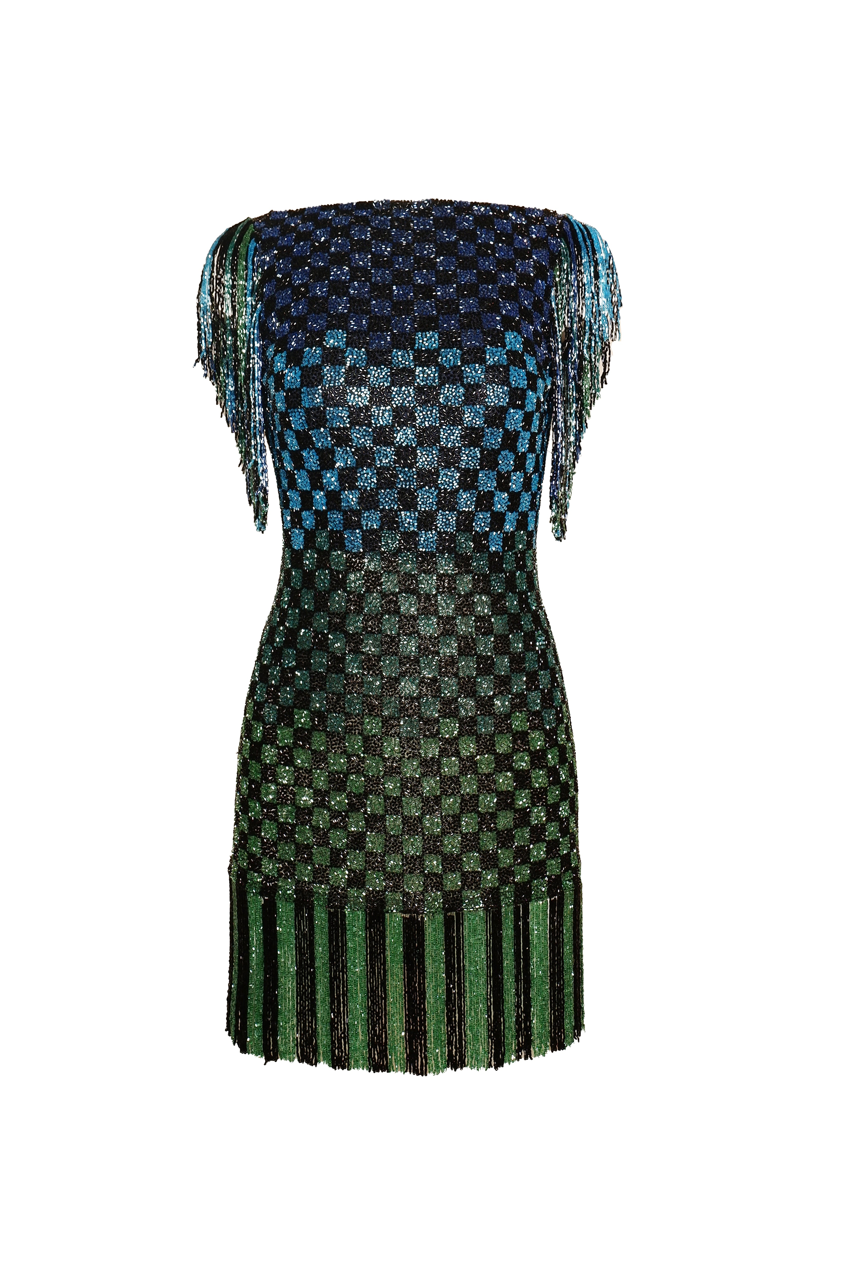 BEADED BOATNECK DRESS WITH FRINGE BEADED BOATNECK DRESS WITH FRINGE