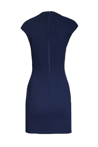 EMBROIDERED JEWEL NECK CAP SLEEVE DRESS