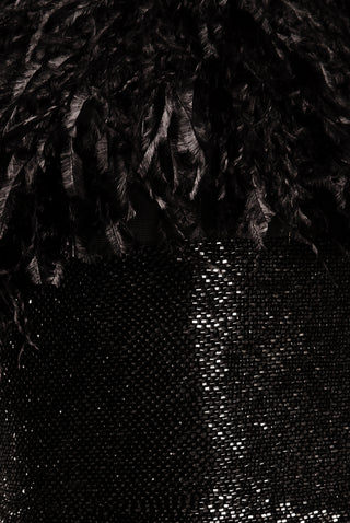 FEATHER BODICE GOWN WITH BEADED BELT