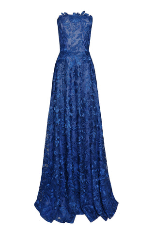 mixed lace strapless dress by naeem khan Sheer Glamour: Naeem Khan Spring 2015