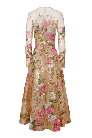 JEWEL NECK LONG SLEEVE DRESS