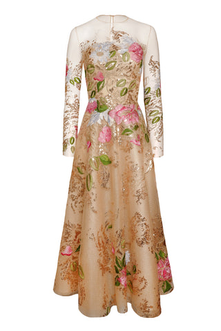 JEWEL NECK LONG SLEEVE DRESS