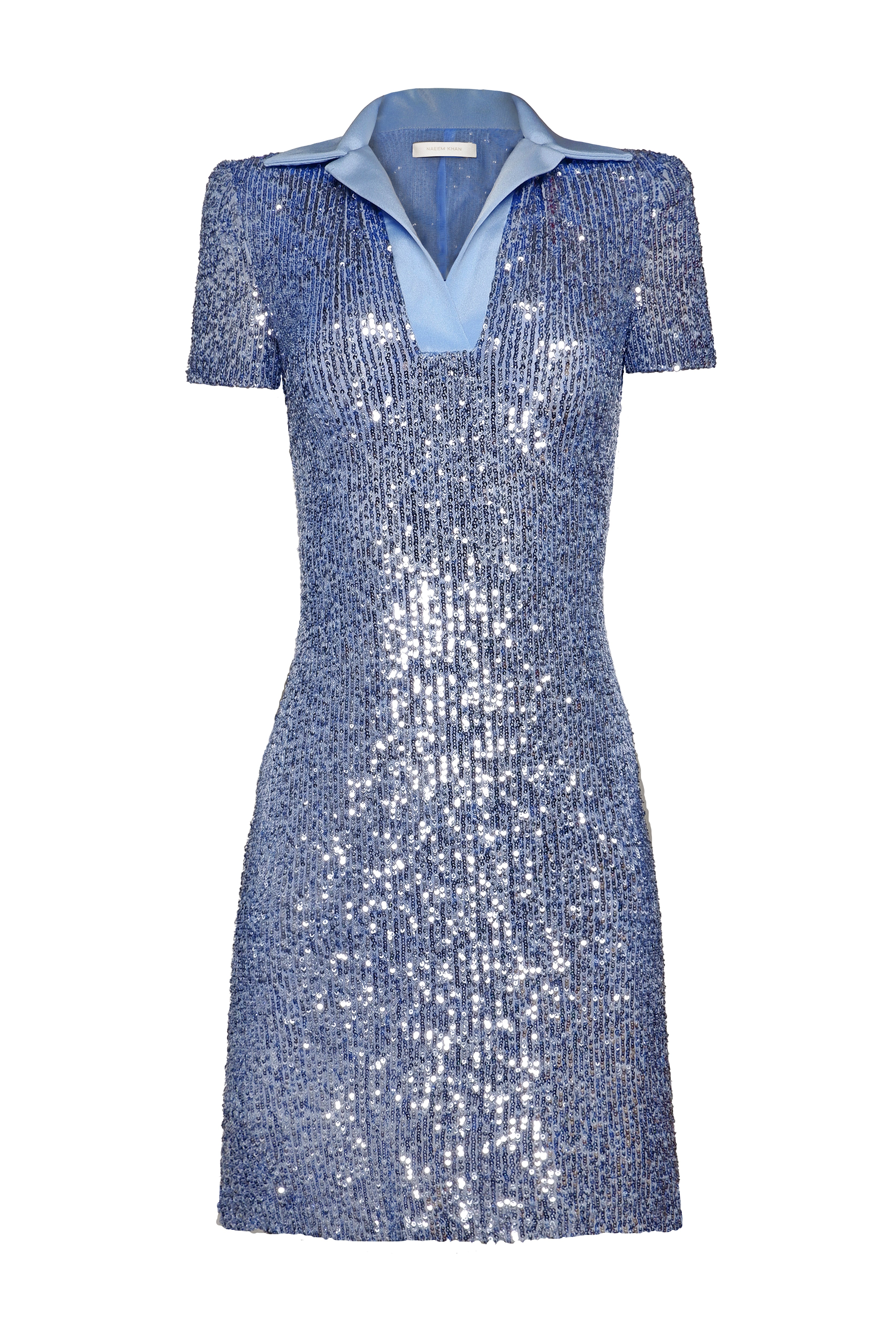short sleeve sequin dress STRETCH SEQUIN POLO SHORT SLEEVE DRESS – Naeem Khan