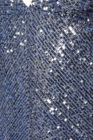 STRETCH SEQUIN V NECK COWL BACK GOWN