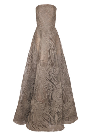 STRAPLESS RAFFIA GOWN