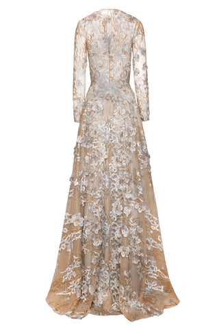 FLOWER LACE LONG SLEEVE GOWN