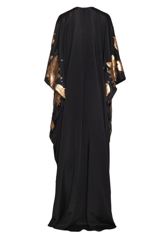GOLD FLOWER APPLIQUE CAFTAN