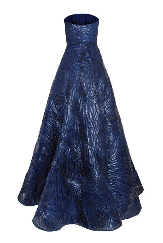 METALLIC RAFFIA STRAPLESS GOWN
