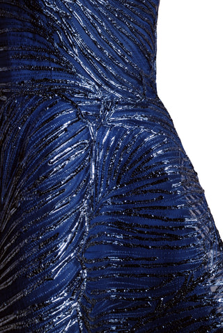 METALLIC RAFFIA SHORT SLEEVE ILLUSION NECKLINE DRESS
