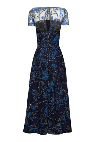 SHORT SLEEVE FLOWER LACE COCKTAIL DRESS