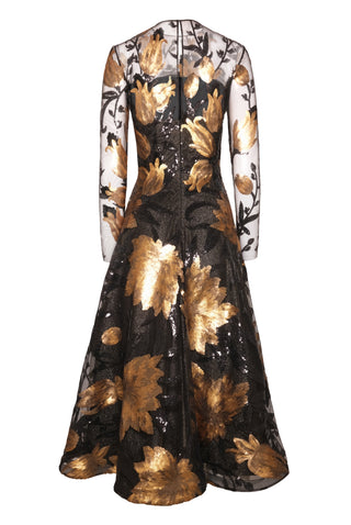 LONG SLEEVE ILLUSION NECKLINE LACE COCKTAIL DRESS