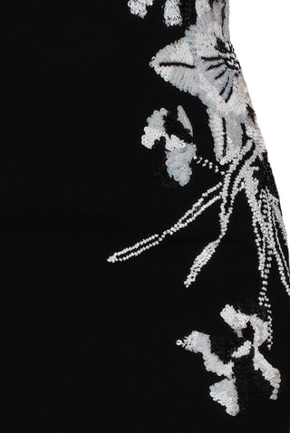 STRAPLESS CREPE GOWN WITH HAND-BEADED EMBROIDERY