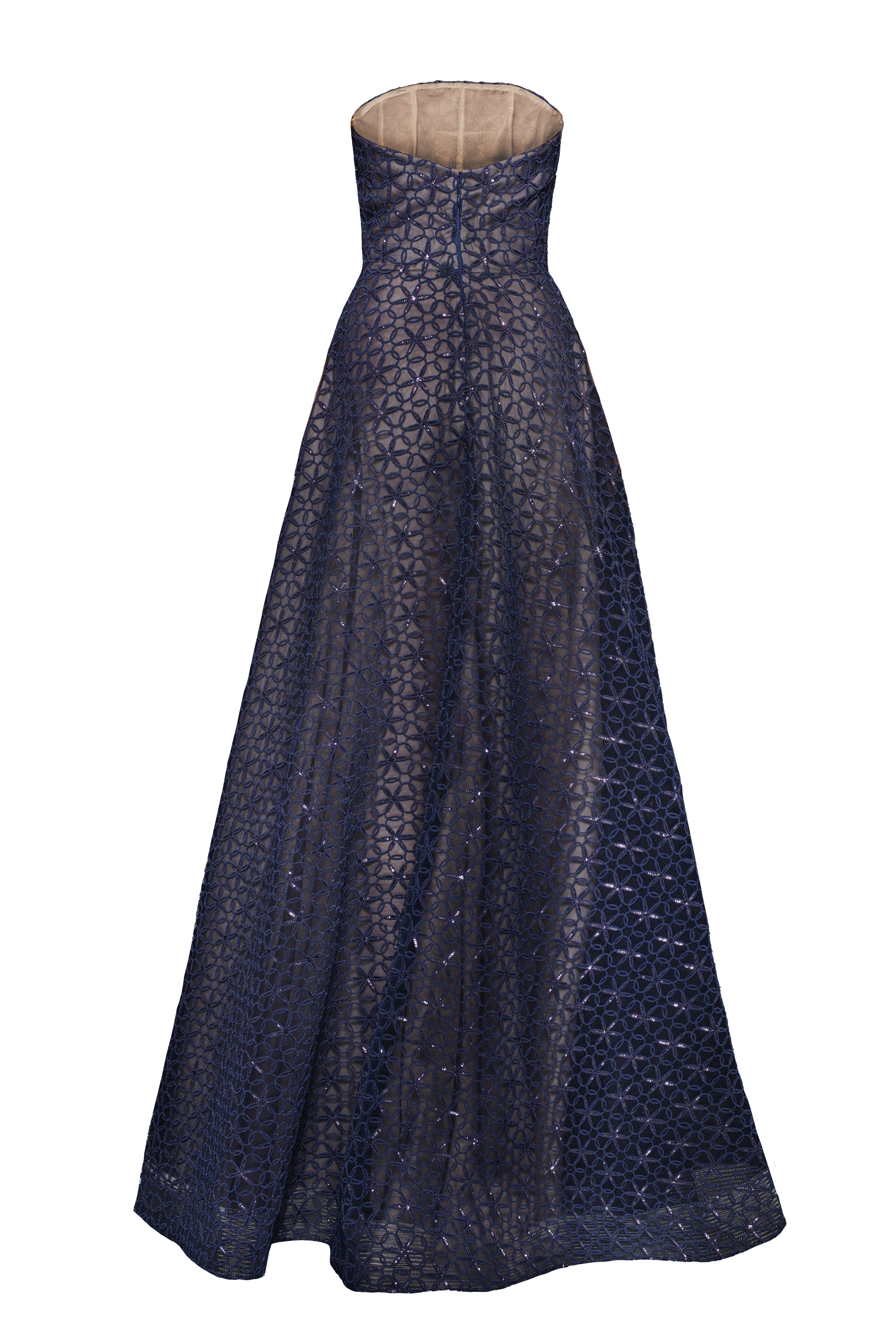 cording dress Crafted from a blend of cotton and linen M180018 Knee Length Boat Neckline