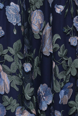 FLOWER LACE ILLUSION NECKLINE LONG SLEEVE GOWN