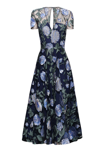 naeem khan cocktail dress Naeem Khan Blue Multi Embroidered Dress