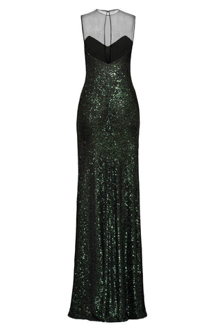 SWEETHEART NECKLINE STRETCH SEQUIN GOWN