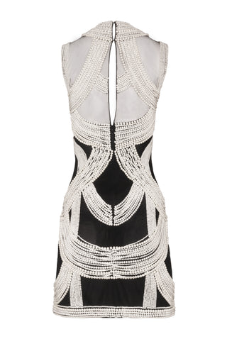 SLEEVELESS PEARL EMBROIDERY DRESS