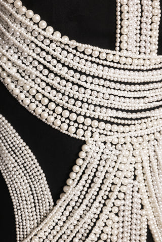 SLEEVELESS PEARL EMBROIDERY DRESS