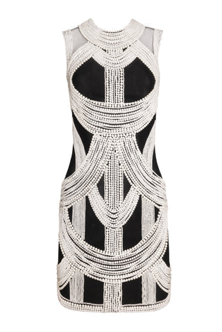 SLEEVELESS PEARL EMBROIDERY DRESS