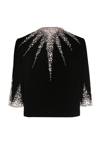 CRYSTAL EMBELLISHED CREPE 3/4 SLEEVE BOLERO