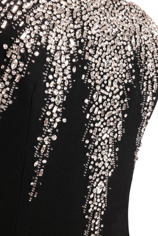CRYSTAL EMBELLISHED CREPE STRAPLESS FIT-AND-FLARE GOWN