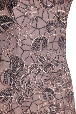 METALLIC LACE STRAPLESS FIT-AND-FLARE GOWN