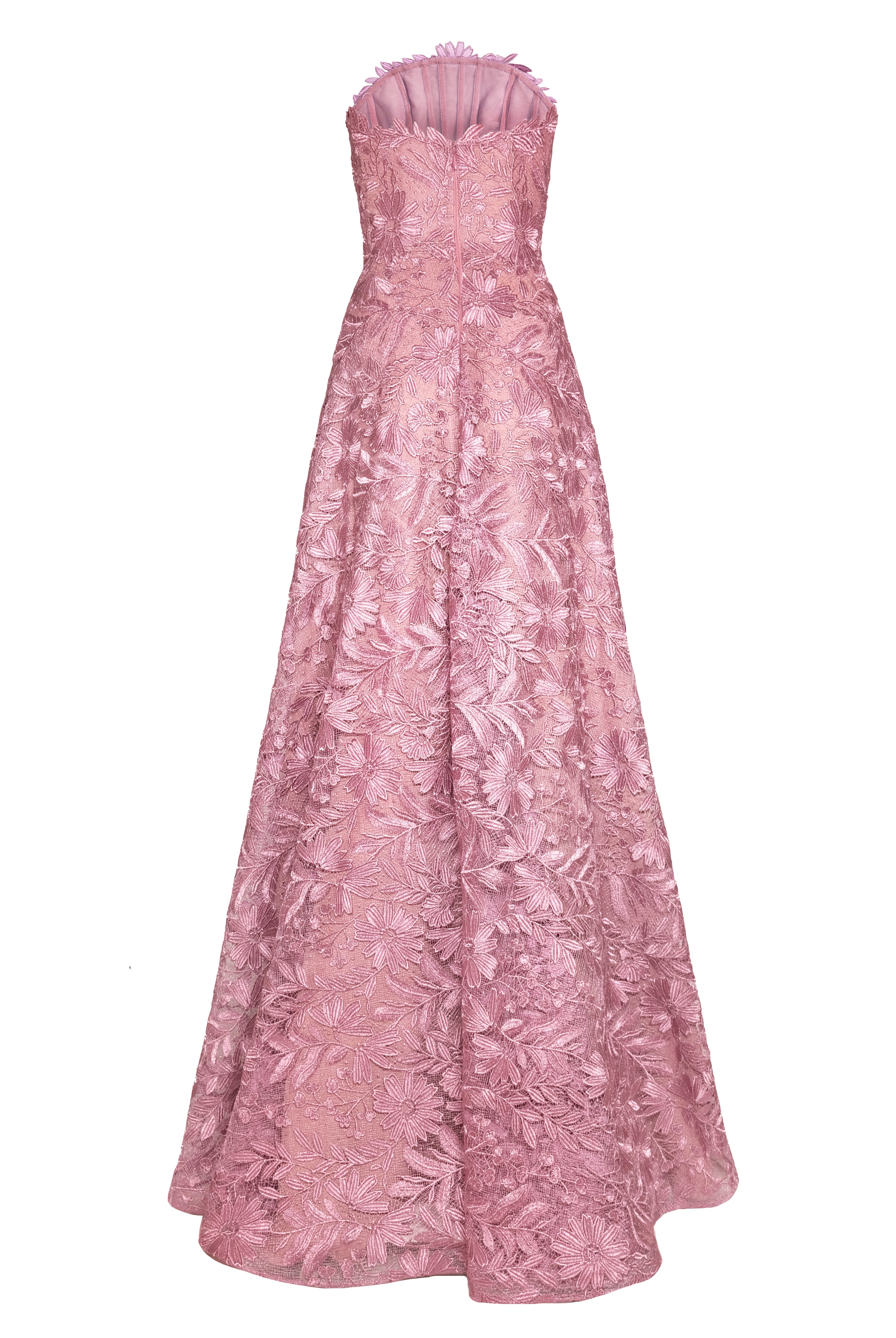 mixed lace strapless dress by naeem khan Sheer Glamour: Naeem Khan Spring 2015