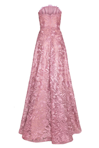 METALLIC LACE STRAPLESS GOWN