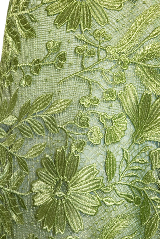 METALLIC LACE STRAPLESS FIT-AND-FLARE GOWN