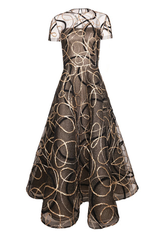 metallic tea length dress Alex Evenings Floral Jacquard A-Line Midi Dress, Womens, 16, Taupe Multi