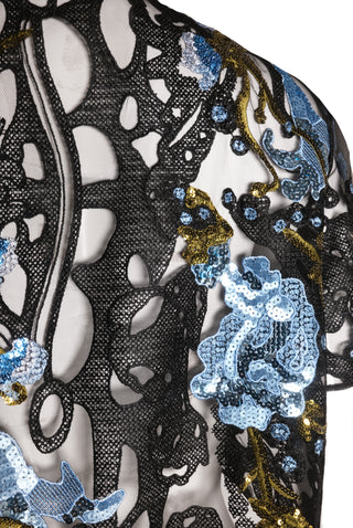 ABSTRACT SEQUIN LACE FLORAL BOLERO