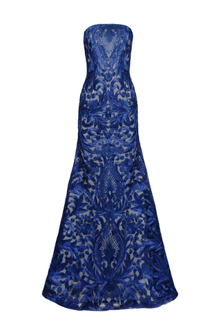 Thread Work Strapless Fit and Flare Gown