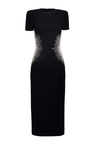 Crystal Detail Short Sleeve Cocktail Dress – Naeem Khan