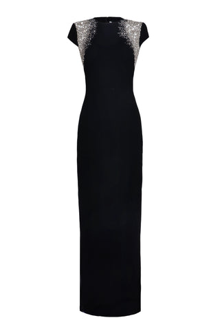 Crystal Detail Cap Sleeve Gown