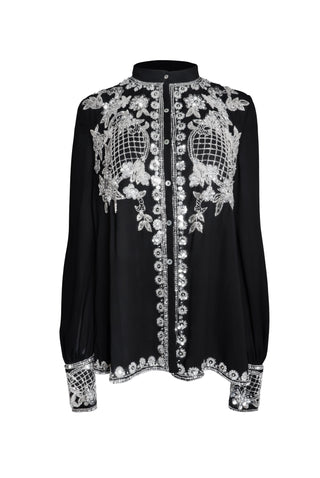 Embroidered Button Up Blouse