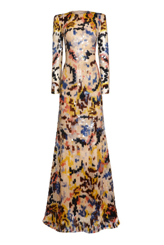 Sequin Long Sleeve Gown