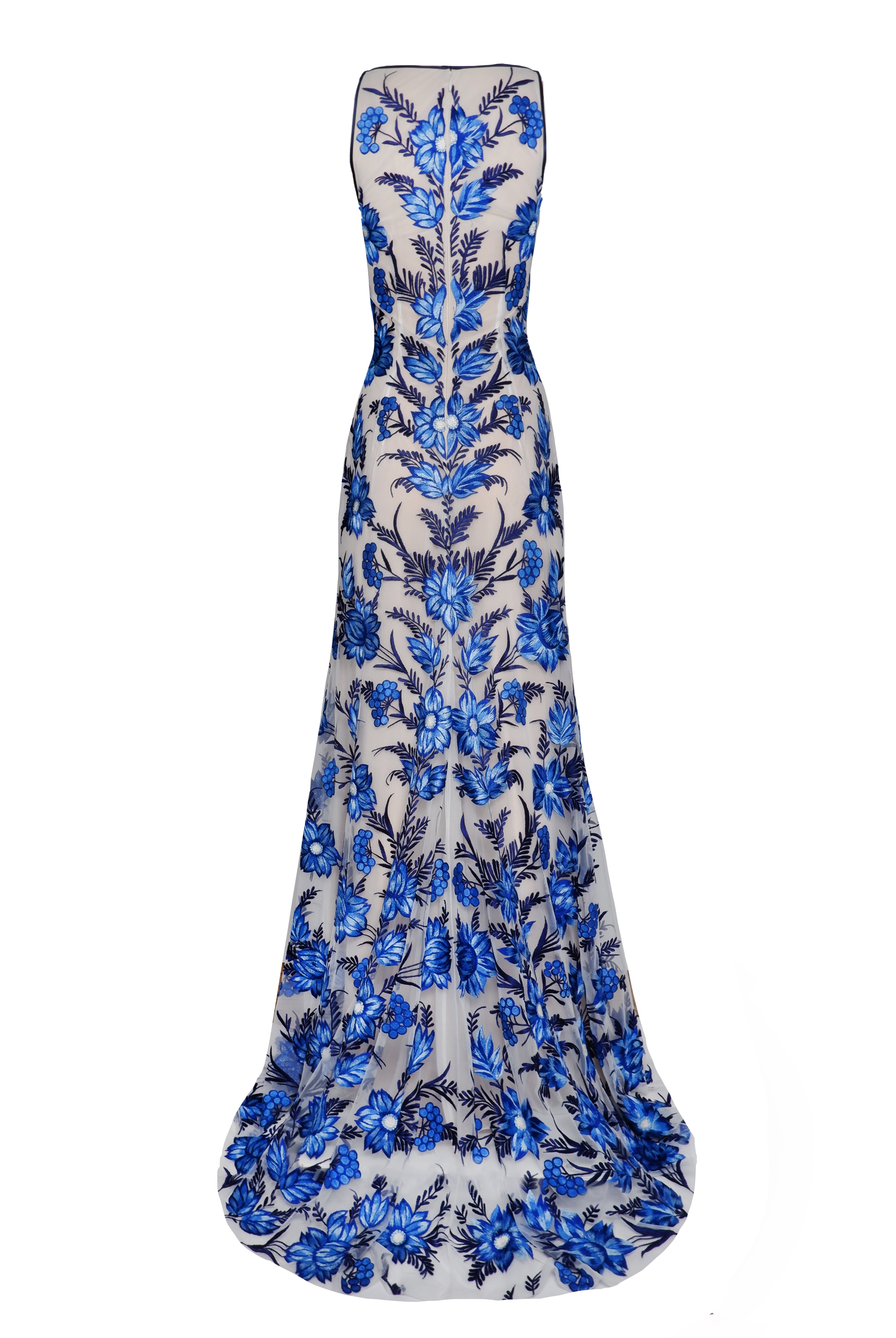 naeem khan embroidered dress Naeem Khan Floral Embroidered Short-Sleeve Sequined Gown