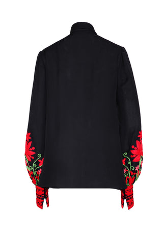Embroidered Blouson Sleeve Blouse