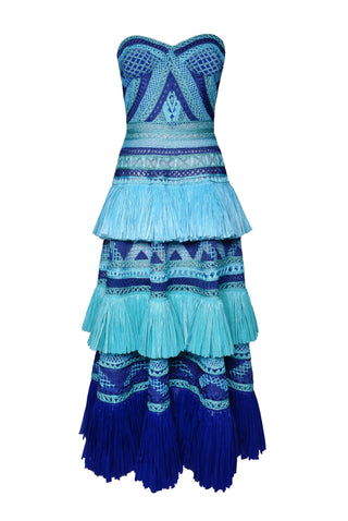 Raffia Strapless Cocktail Dress