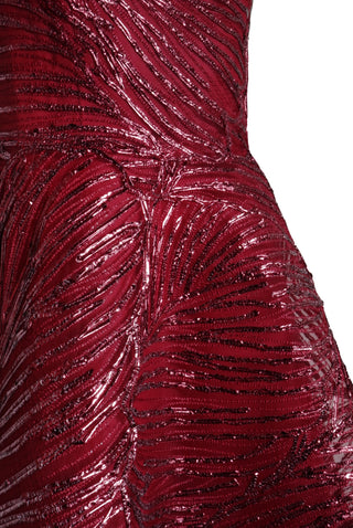Raffia Short Sleeve Illusion Neckline Cocktail Dress